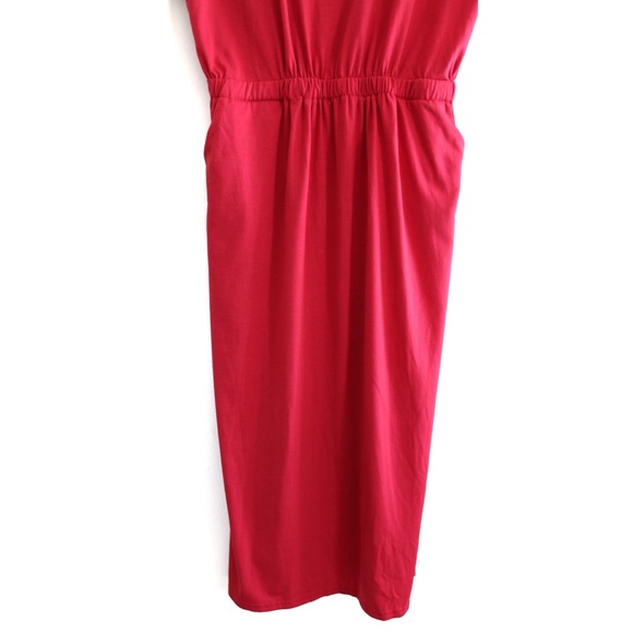 Red Cinched Waist T Shirt Dress Large Preowned - Picture 3 of 8